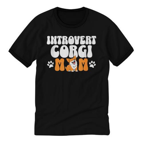 Introvert Corgi Mom Dog Pet Morca Works Dog For Men Women Unisex Cotton Ringer T-Shirt - Raresse