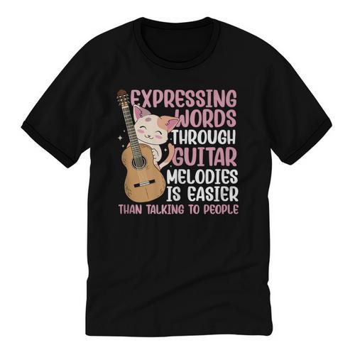 Introvert Guitarist Expressing Words Through Guitar Melody Unisex Cotton Ringer T-Shirt - Raresse