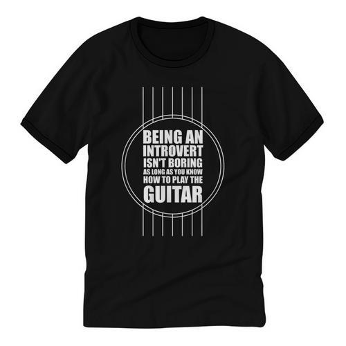 Introvert Guitarist Play Guitar Instrument Music Acoustic Unisex Cotton Ringer T-Shirt - Raresse