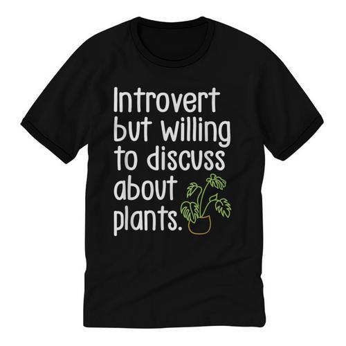 Introvert Humorous Plant Lover Gardening Unisex Cotton Ringer T-Shirt - Raresse