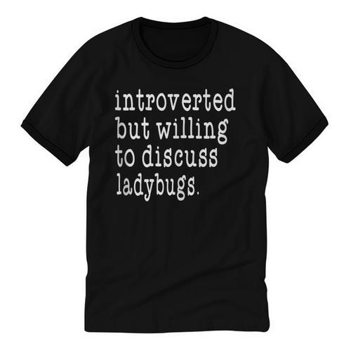 Introvert Joke Introverted Ladybug Lover Unisex Cotton Ringer T-Shirt - Raresse