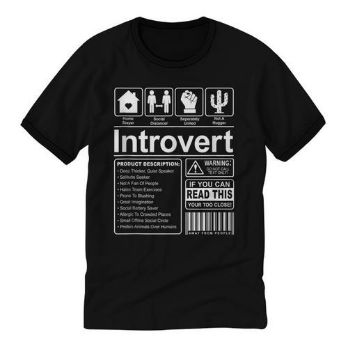 Introvert Label Antisocial Loner Socially Awkward Unisex Cotton Ringer T-Shirt - Raresse