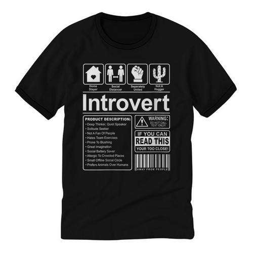 Introvert Label Antisocial Loner Socially Awkward Unisex Cotton Ringer T-Shirt - Raresse