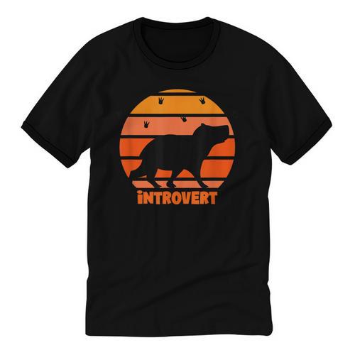 Introvert Retro Sunset Capybara Tee Unisex Cotton Ringer T-Shirt - Raresse