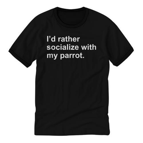 Introvert Sarcasm I'd Rather Socialize With My Parrot Unisex Cotton Ringer T-Shirt - Raresse