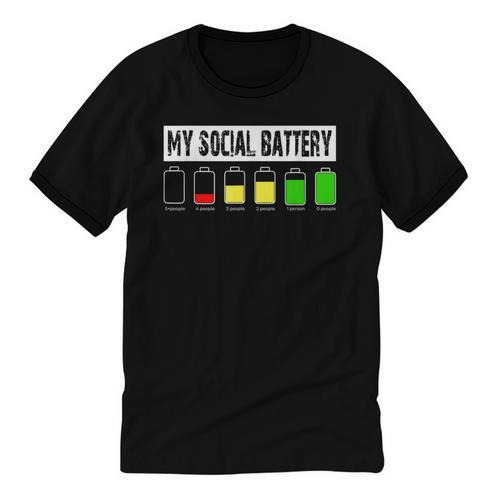 Introvert My Social Battery Low Level Graphic Unisex Cotton Ringer T-Shirt - Raresse