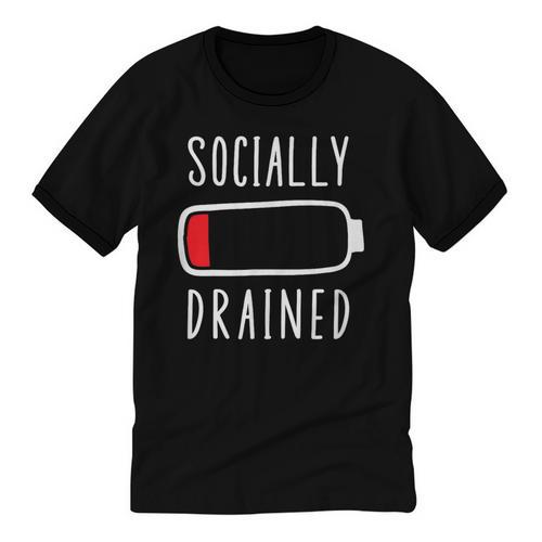 Introvert Socially Drained Battery Unisex Cotton Ringer T-Shirt - Raresse