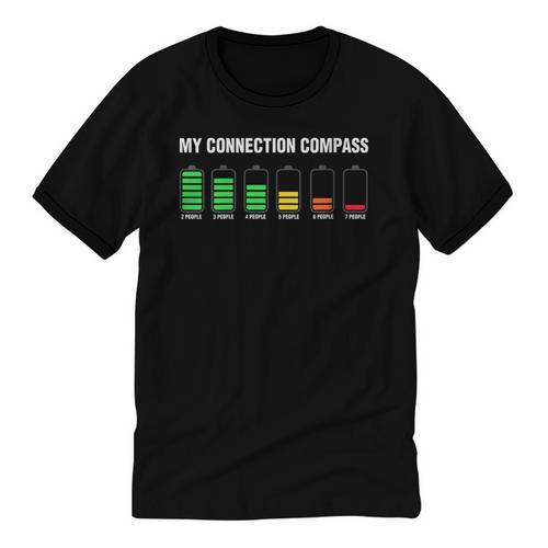 Introvert Tired Battery Unisex Cotton Ringer T-Shirt - Raresse