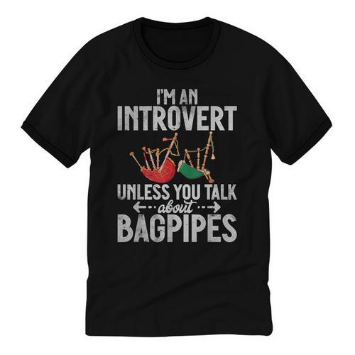 Im An Introvert Unless You Talk About Bagpipes Bagpiper Unisex Cotton Ringer T-Shirt - Raresse