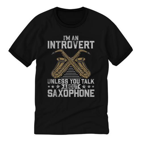 Im An Introvert Unless You Talk About Saxophone Unisex Cotton Ringer T-Shirt - Raresse