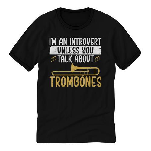Im An Introvert Unless You Talk About Trombone Unisex Cotton Ringer T-Shirt - Raresse
