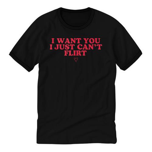Introvert Valentines Day I Want You I Just Can't Flirt Unisex Cotton Ringer T-Shirt - Raresse