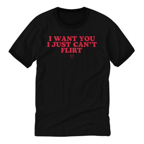 Introvert Valentines Day I Want You I Just Can't Flirt Unisex Cotton Ringer T-Shirt - Raresse