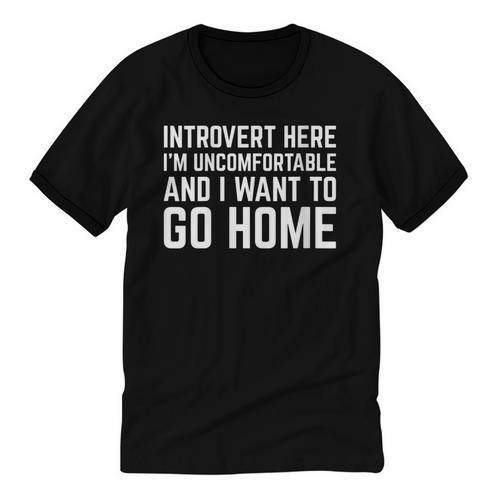 Introvert I Want To Go Home Homebody Loner Humor Unisex Cotton Ringer T-Shirt - Raresse