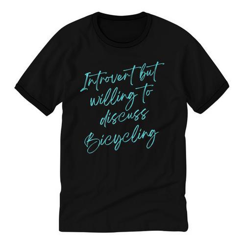 Introvert But Willing To Discuss Bicycling Unisex Cotton Ringer T-Shirt - Raresse