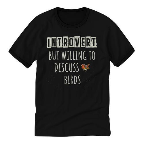 Introvert But Willing To Discuss Birds Bird Watching Birding Unisex Cotton Ringer T-Shirt - Raresse