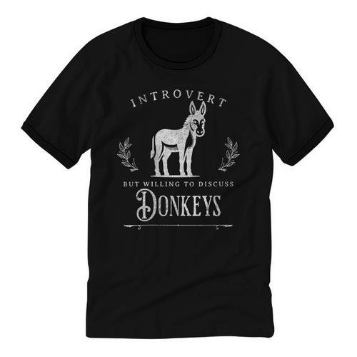 Introvert But Willing To Discuss Donkeys Vintage Retro Unisex Cotton Ringer T-Shirt - Raresse