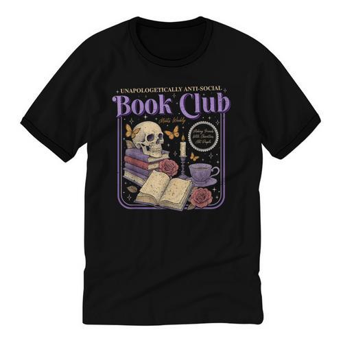Introverted Romance Unapologetically Anti-Social Book Club Unisex Cotton Ringer T-Shirt - Raresse