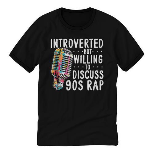Introverted But Willing To Discuss 90s Rap Socially Awkward Unisex Cotton Ringer T-Shirt - Raresse