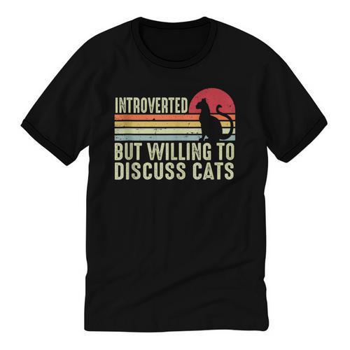 Introverted But Willing To Discuss Cats Kitten Pet Lover Unisex Cotton Ringer T-Shirt - Raresse