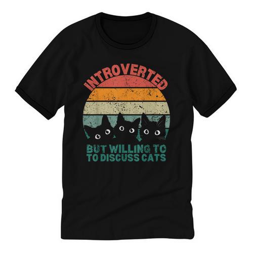 Introverted But Willing To Discuss Cats Unisex Cotton Ringer T-Shirt - Raresse