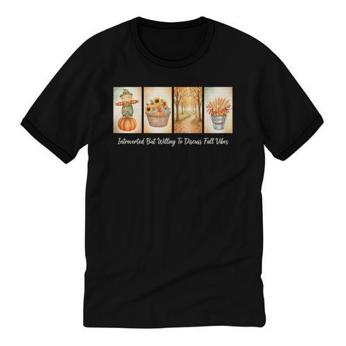 Introverted But Willing To Discuss Fall Vibes Autumn Pumpkin Unisex Cotton Ringer T-Shirt - Raresse