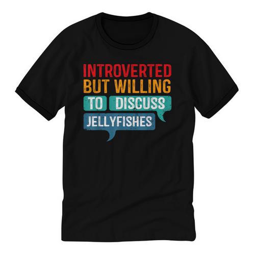 Introverted But Willing To Discuss Jellyfishes Unisex Cotton Ringer T-Shirt - Raresse