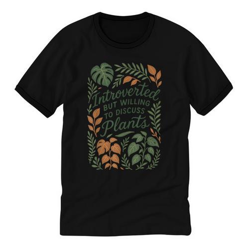 Introverted But Willing To Discuss Plants Botanical Unisex Cotton Ringer T-Shirt - Raresse