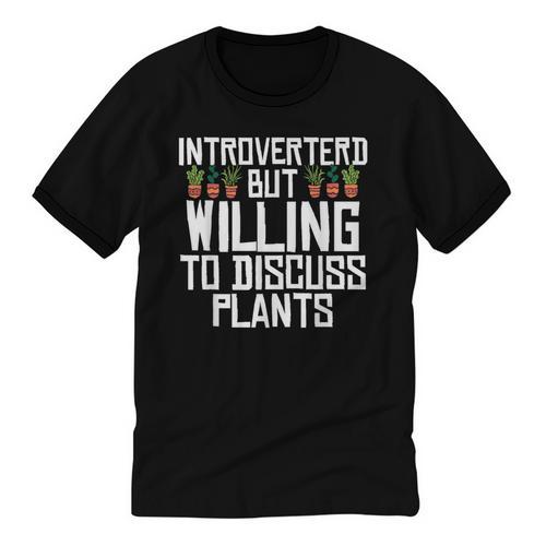 Introverted But Willing To Discuss Plants Gardening Unisex Cotton Ringer T-Shirt - Raresse