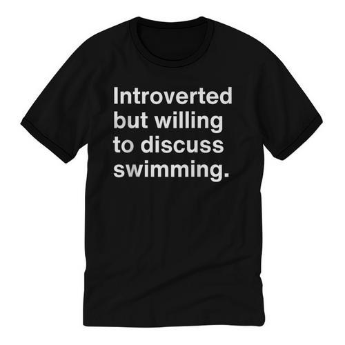 Introverted But Willing To Discuss Swimming Introverts Unisex Cotton Ringer T-Shirt - Raresse