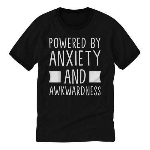 Introverts Social Anxiety Powered By Anxiety And Awkwardness Unisex Cotton Ringer T-Shirt - Raresse