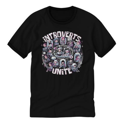Introverts Unite Quirky Solitude Unisex Cotton Ringer T-Shirt - Raresse
