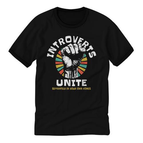 Introverts Unite Separately Own Homes Emblem Unisex Cotton Ringer T-Shirt - Raresse