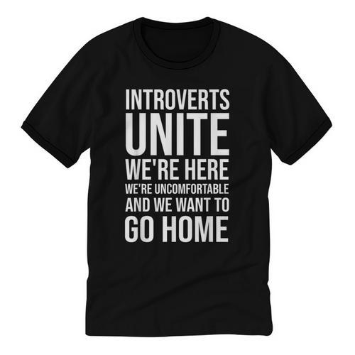 Introverts Unite We'Re Here We'Re Uncomfortable Unisex Cotton Ringer T-Shirt - Raresse