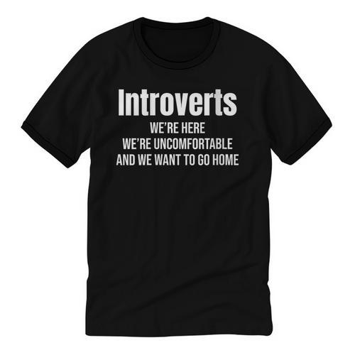 Introverts We'Re Here We'Re Uncomfortable Humor Sarcastic Unisex Cotton Ringer T-Shirt - Raresse