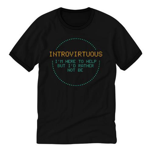 Introvirtuous Retro Pixel Funny Introvert Quote Unisex Cotton Ringer T-Shirt - Raresse