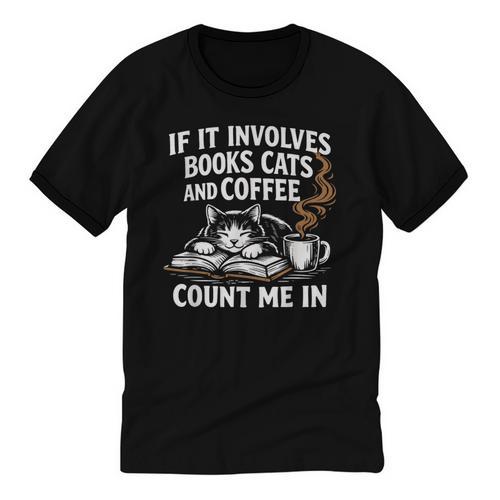 If It Involves Cats Books Coffee Introvert Pet Lover Unisex Cotton Ringer T-Shirt - Raresse