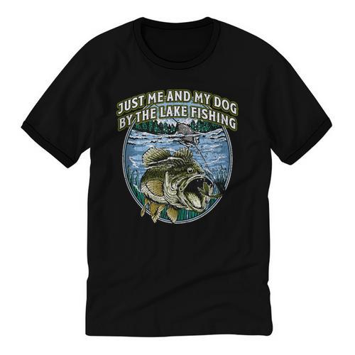 Just Let Me And My Dog By Lake Fishing Introvert Lifestyle Unisex Cotton Ringer T-Shirt - Raresse