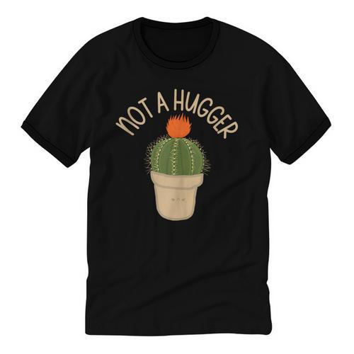 Kawaii Grumpy Cactus Not a Hugger Plant Introvert Unisex Cotton Ringer T-Shirt - Raresse