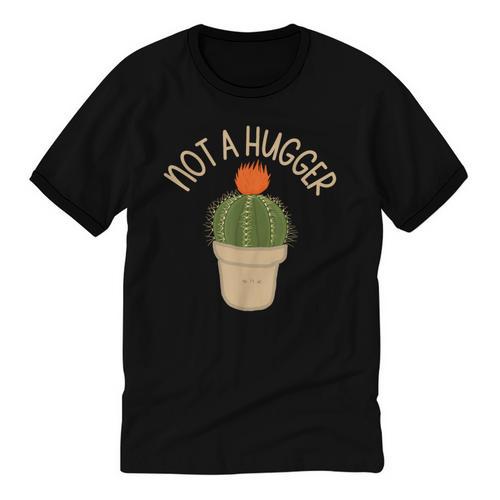 Kawaii Grumpy Cactus Not a Hugger Plant Introvert Unisex Cotton Ringer T-Shirt - Raresse