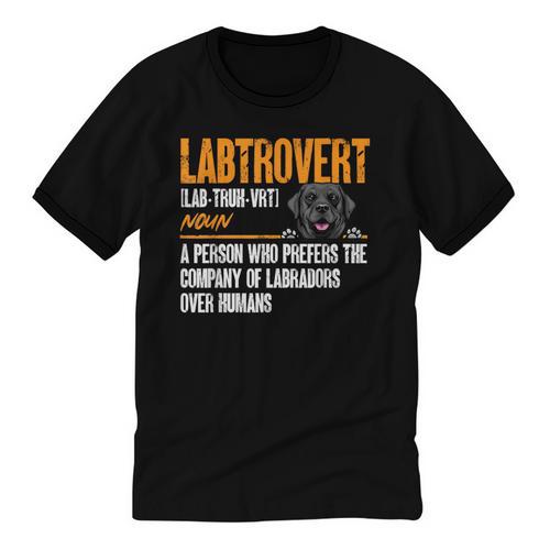 Labrador Retriever Labtrovert Definition Introvert Labrador Unisex Cotton Ringer T-Shirt - Raresse