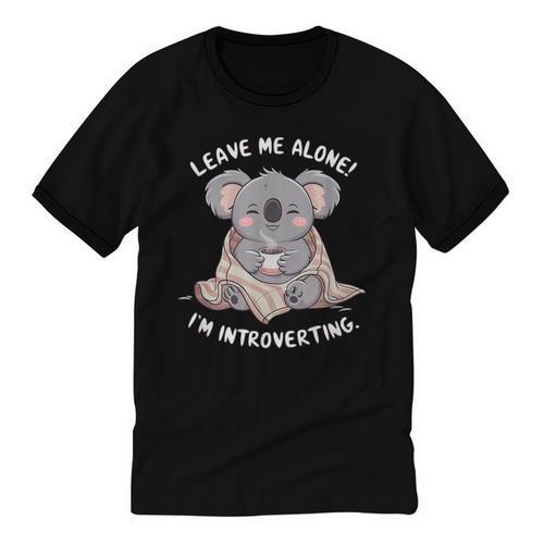 Leave Me Alone I'm Introverting Koala Introvert Unisex Cotton Ringer T-Shirt - Raresse