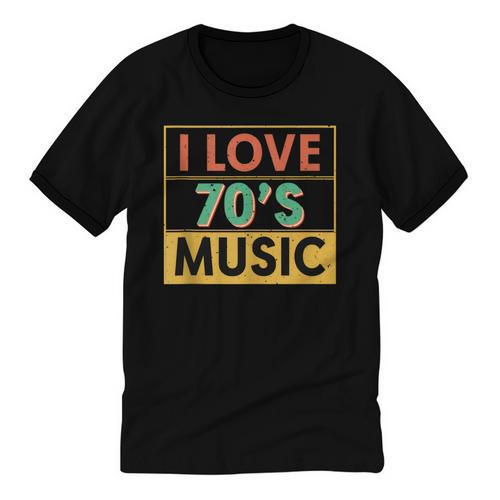 I Love 70's Music Retro Style Nostalgia Vibe 1970 70's Party Unisex Cotton Ringer T-Shirt - Figerry