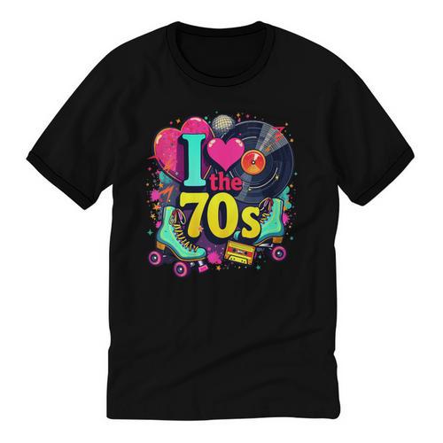 I Love The 70s Vintage Cassette Roller Vinyl Nostalgia 70s Unisex Cotton Ringer T-Shirt - Figerry