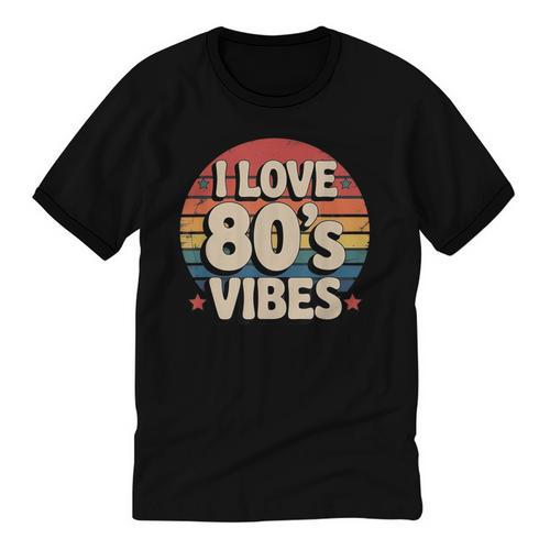 I Love 80’s Vibes Retro 80s Style Vintage Sunset Nostalgia Unisex Cotton Ringer T-Shirt - Figerry