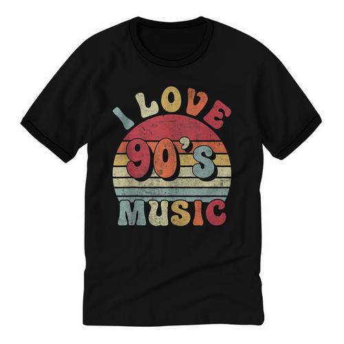 I Love 90's Music Retro Style Nostalgia Cassette 1990s Party Unisex Cotton Ringer T-Shirt - Figerry