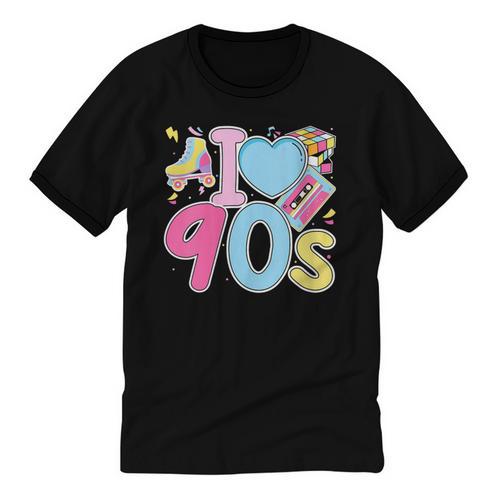I Love 90's Retro Style Nostalgia Vibe 1990's Party Unisex Cotton Ringer T-Shirt - Figerry