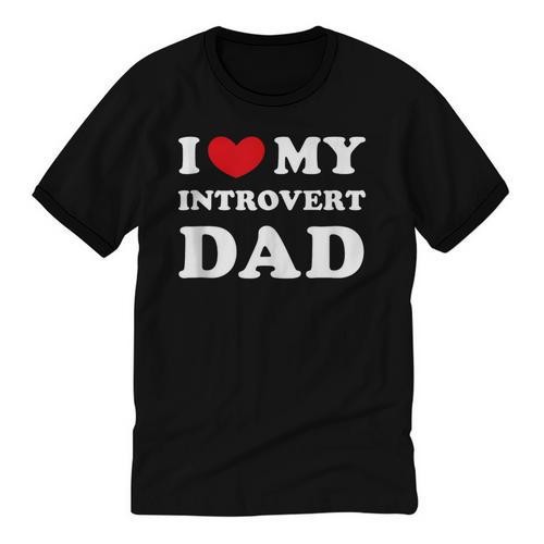 I Love My Introvert Dad I Heart My Introvert Dad Unisex Cotton Ringer T-Shirt - Raresse
