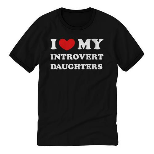 I Love My Introvert Daughters Heart My Introvert Daughters Unisex Cotton Ringer T-Shirt - Raresse
