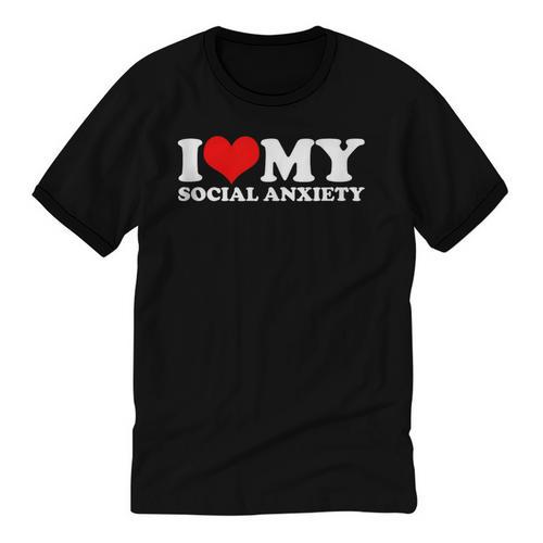 I Love My Social Anxiety Heart Humor Introvert Statement Unisex Cotton Ringer T-Shirt - Raresse